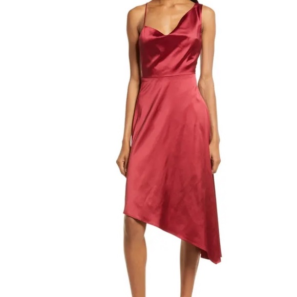 ❤️LULUSWine Sereno Cowl Neck Satin Midi Dress - Picture 5 of 11